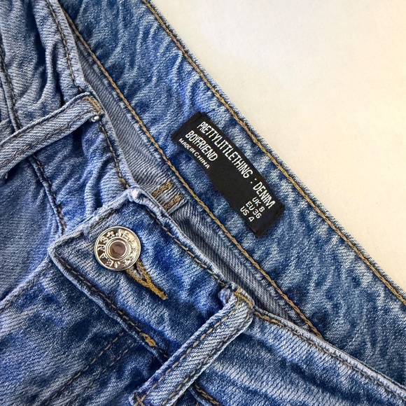 Women's Light Blue High Rise Boyfriend Jeans - Picture 2 of 2